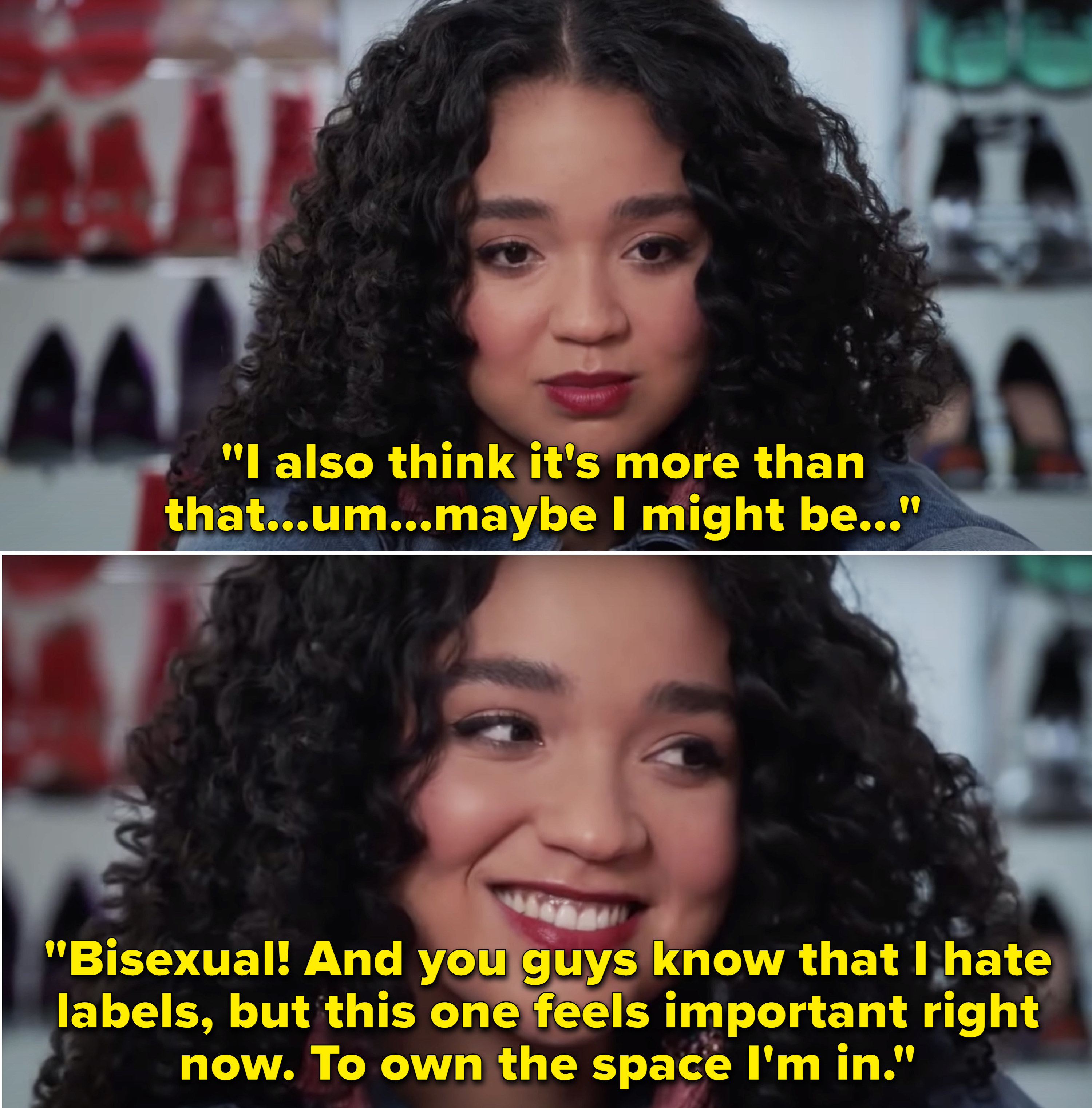 Kat saying, &quot;Maybe I might be bisexual. And you guys know that I hate labels, but this one feels important right now&quot;