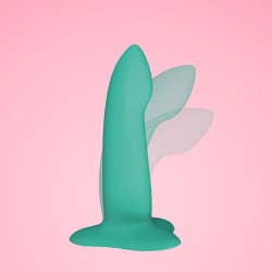 Silicone dildo in motion of three different positions
