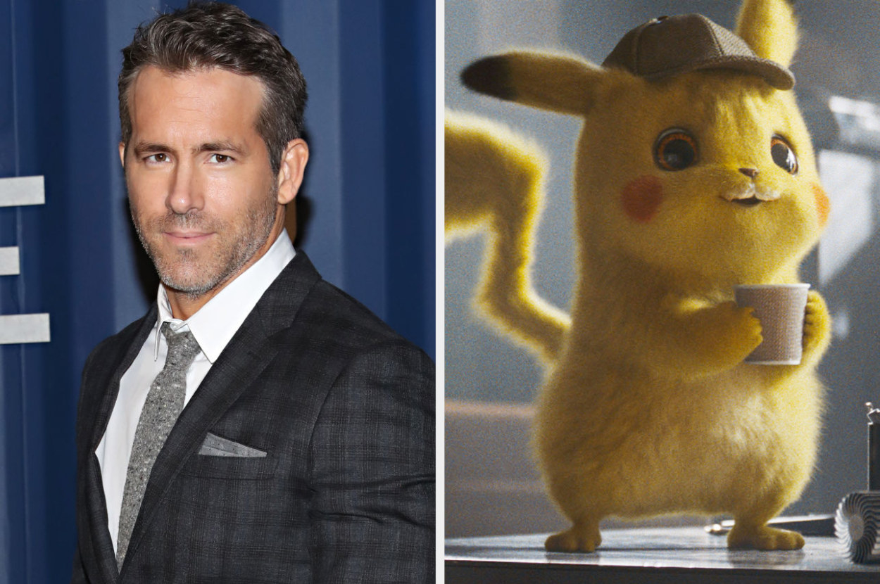 Ryan Reynolds and Detective Pikachu, who he voiced