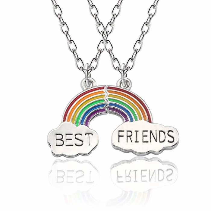 A split Rainbow Pendant that says Best Friends