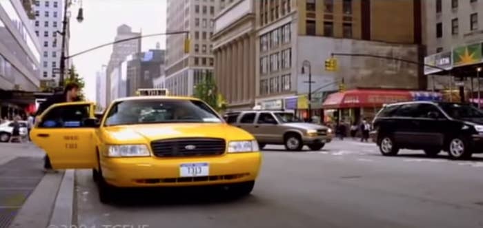 Jimmy Fallon gets into a taxi during a scene in &quot;Taxi&quot;