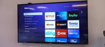 reviewer image of the roku screen on a flat screen tv