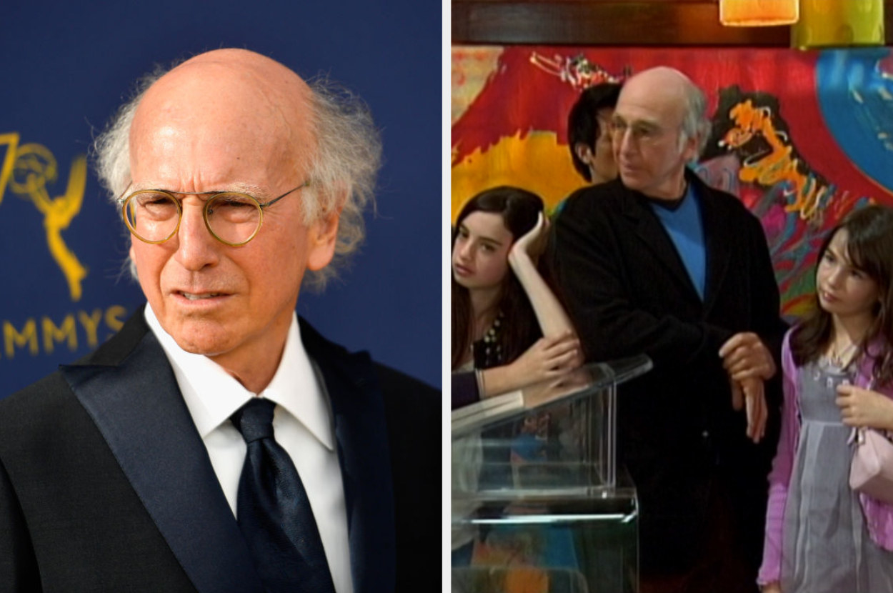 Larry David on the red carpet and in Hannah Montana