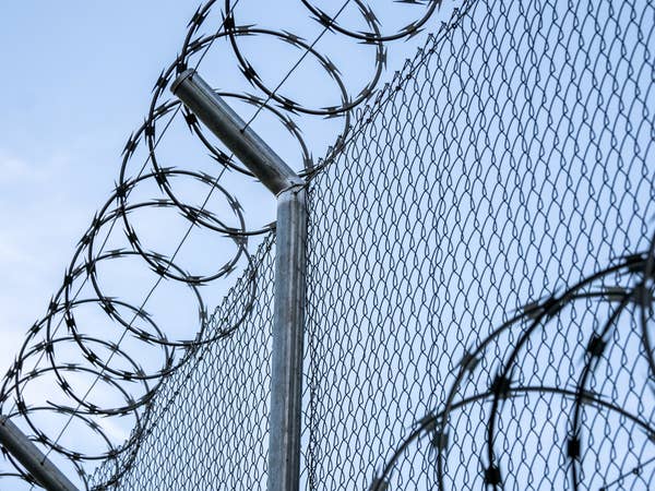 A barbed wire fence