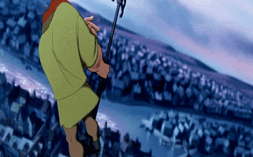 Quasimodo singing atop Notre Dame