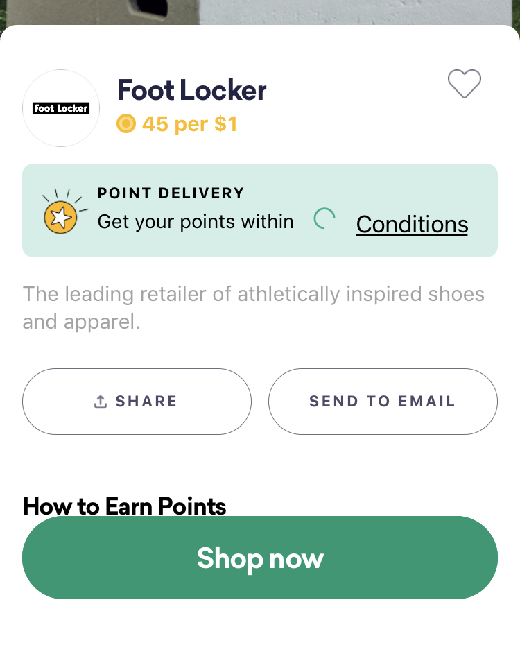 Foot Locker page in the Drop app