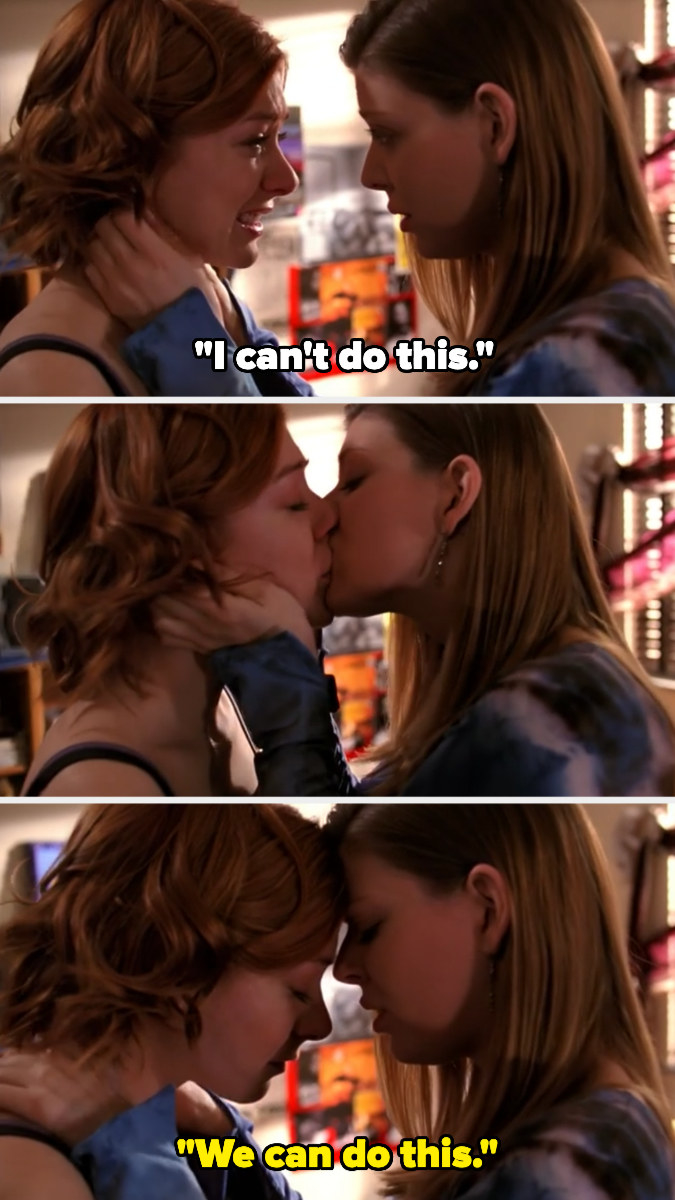 Willow cries and says she can&#x27;t do this, and Tara kisses her and says &quot;we can do this&quot;