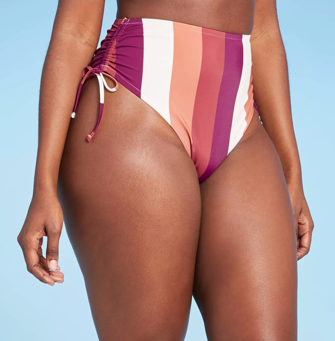 model wearing the striped bottoms 
