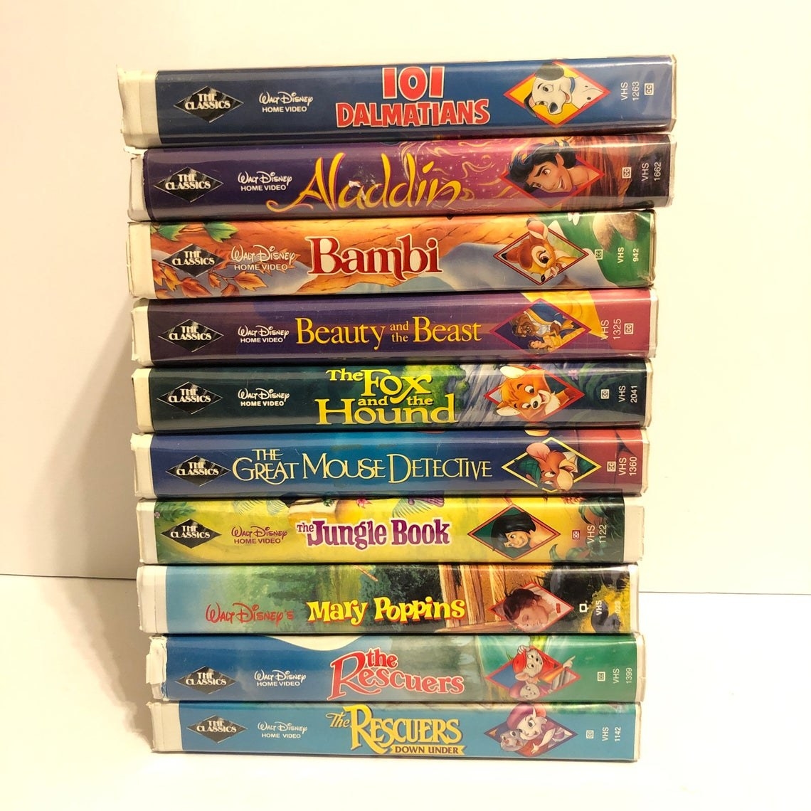 Stacked Disney VHS clam cases