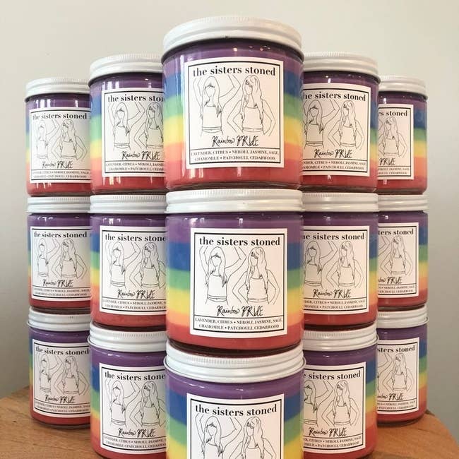 Rainbow soy candles with 