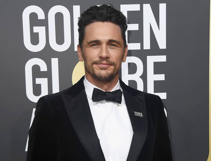 James on the Globe Globes red carpet, wearing a bow tie