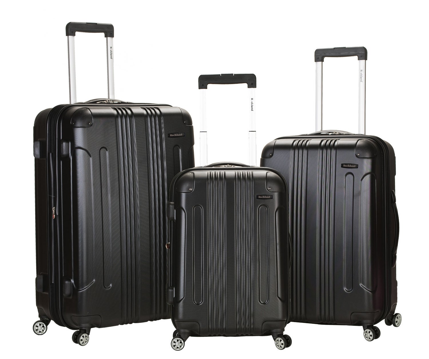 Rockland three-piece luggage set in black