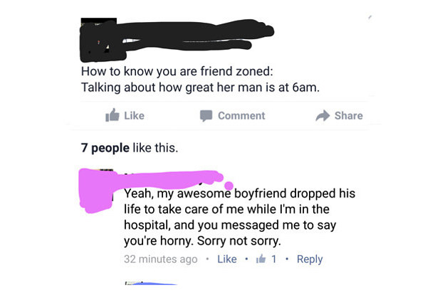 A Facebook status that says