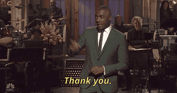 Idris Elba says &quot;Thank you&quot; to the audience while hosting NBC&#x27;s &quot;Saturday Night Live&quot;