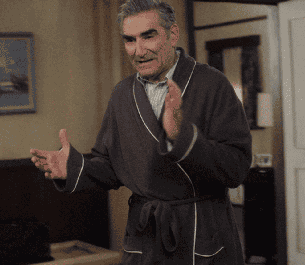 Gif of character from Schitt&#x27;s Creek saying &quot;I say we throw a party&quot;