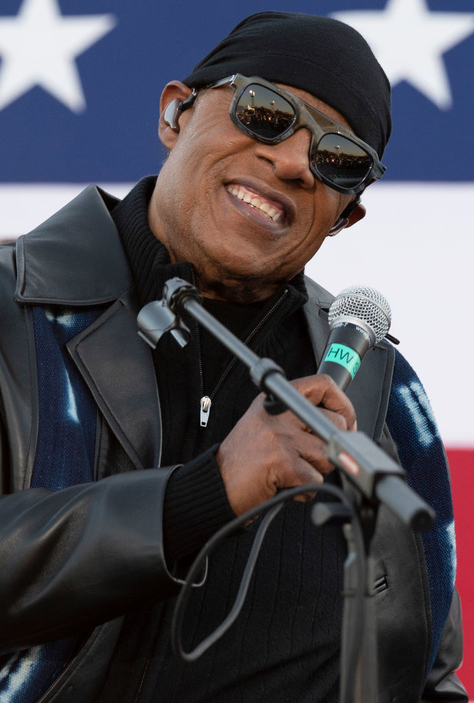Stevie Wonder performing at a Joe Biden campaign in 2020