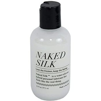 Bottle of Naked Silk lubricant with pour top