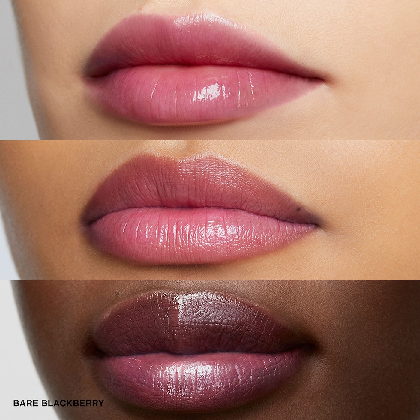 the blackberry tint on three models' lips