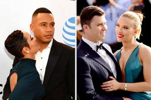 Grace Gealey and Trai Byers, Colin Jost and Scarlet Johansson