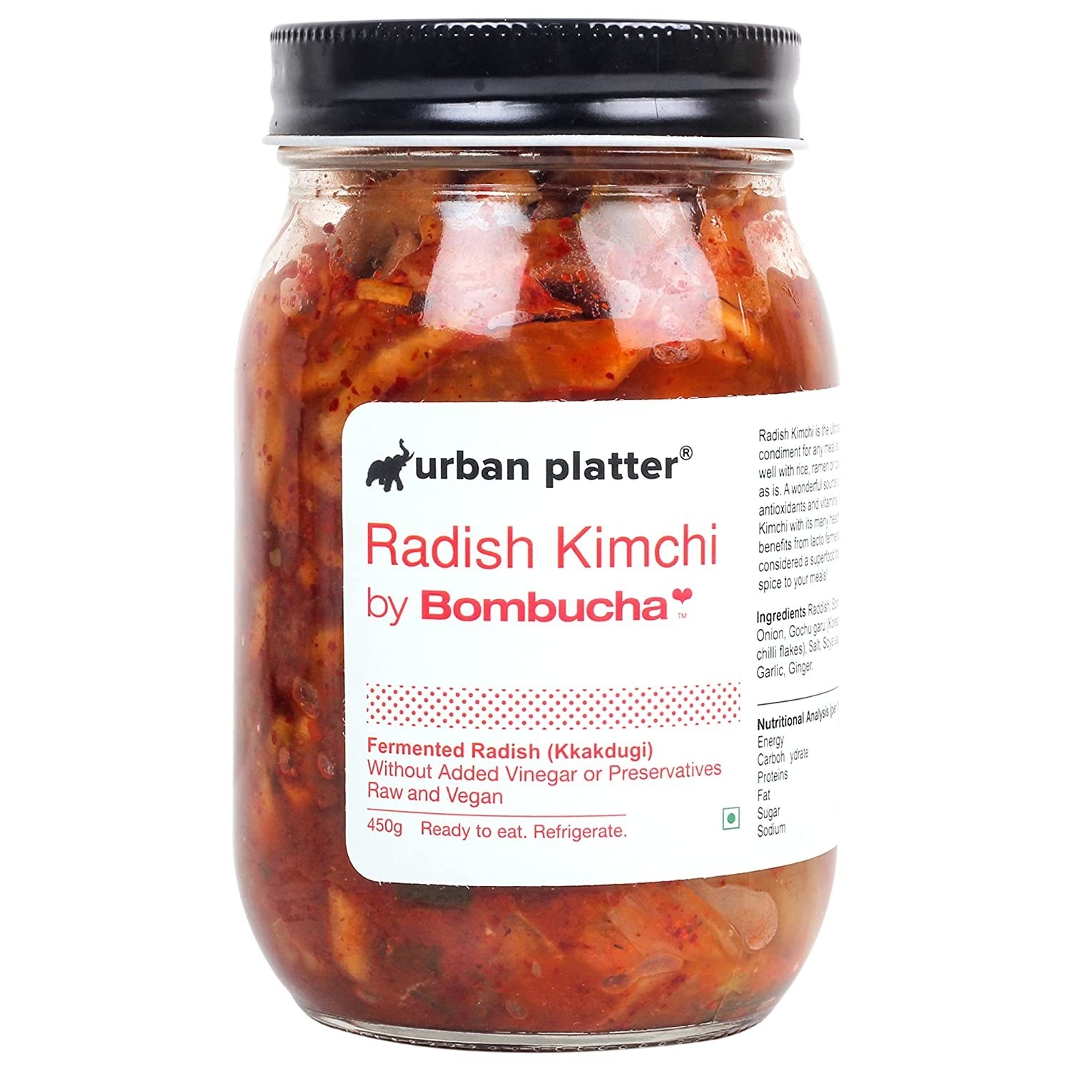 A jar of fermented radish kimchi.