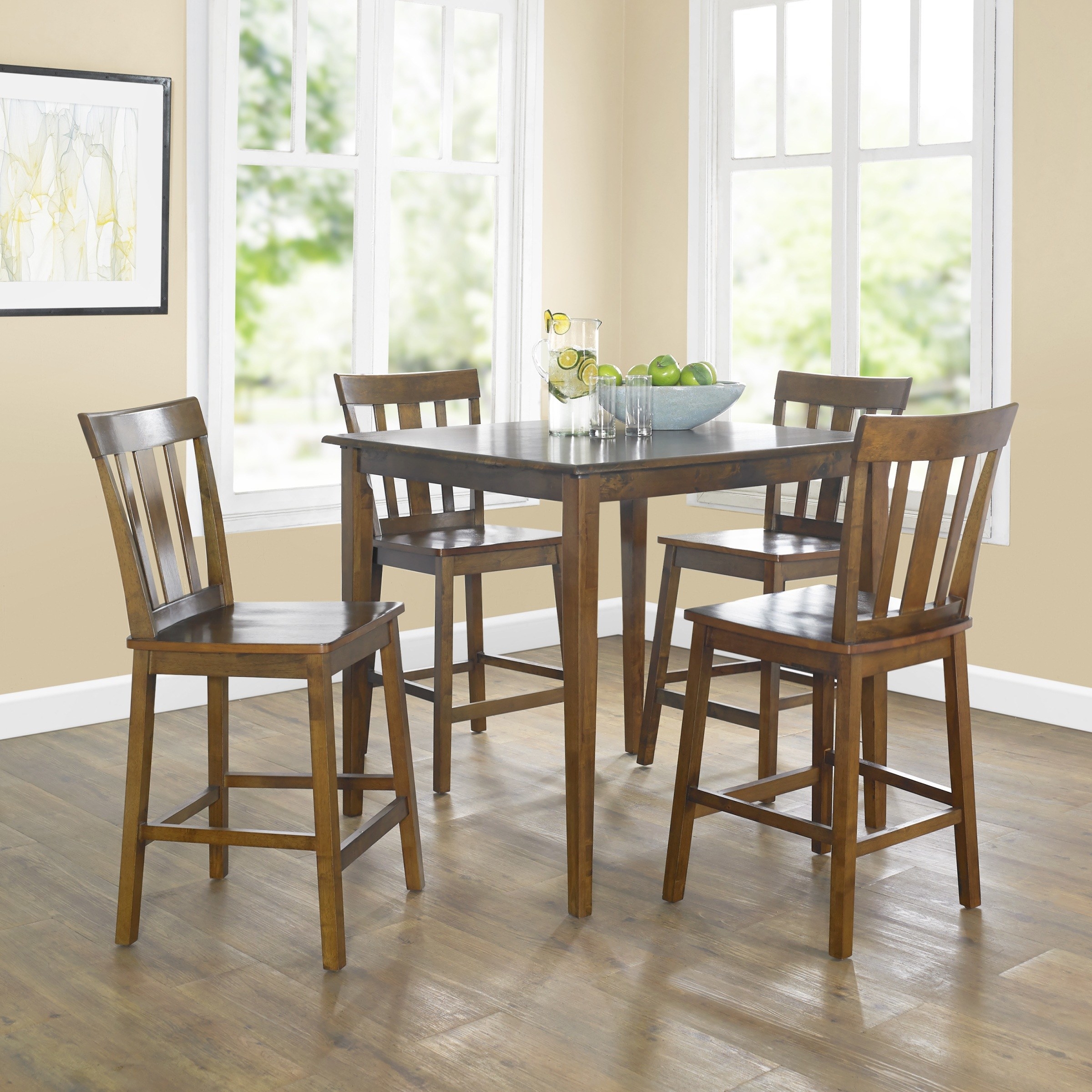the tall brown table set