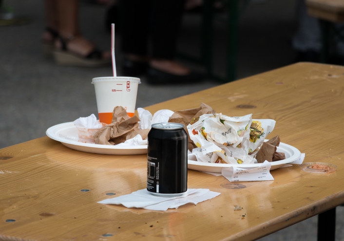 Trash left on a table