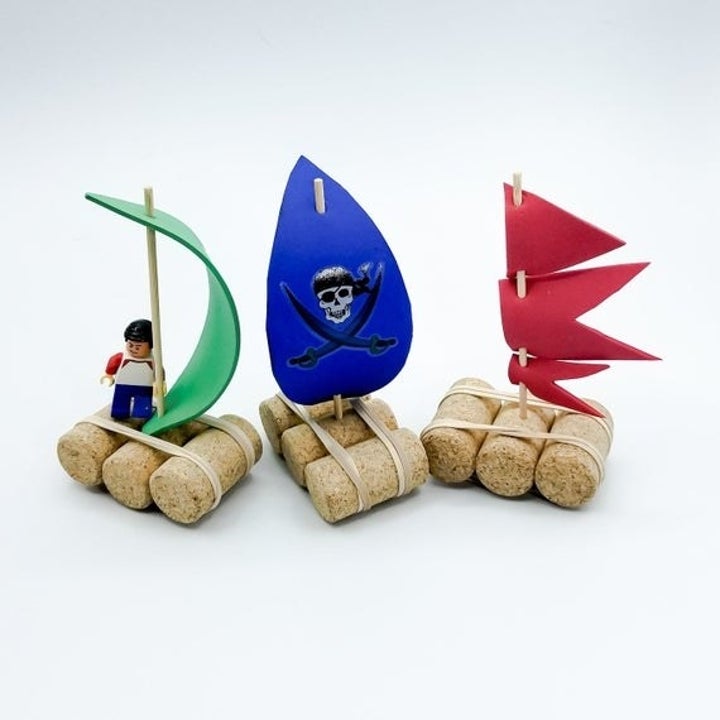 Three cork boats