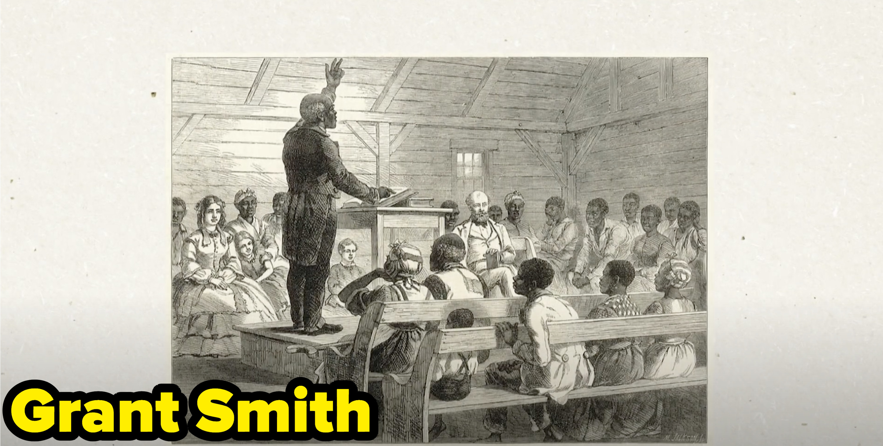 An illustration of of Grant Smith preaching