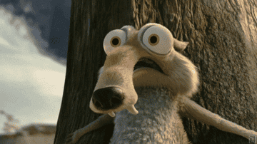 GIF of Scrat from Ice Age breathing nervously