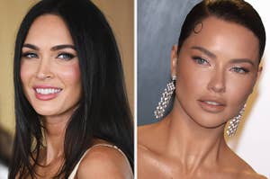 Megan Fox and Adriana Lima are pictured on separate occasions in this split image