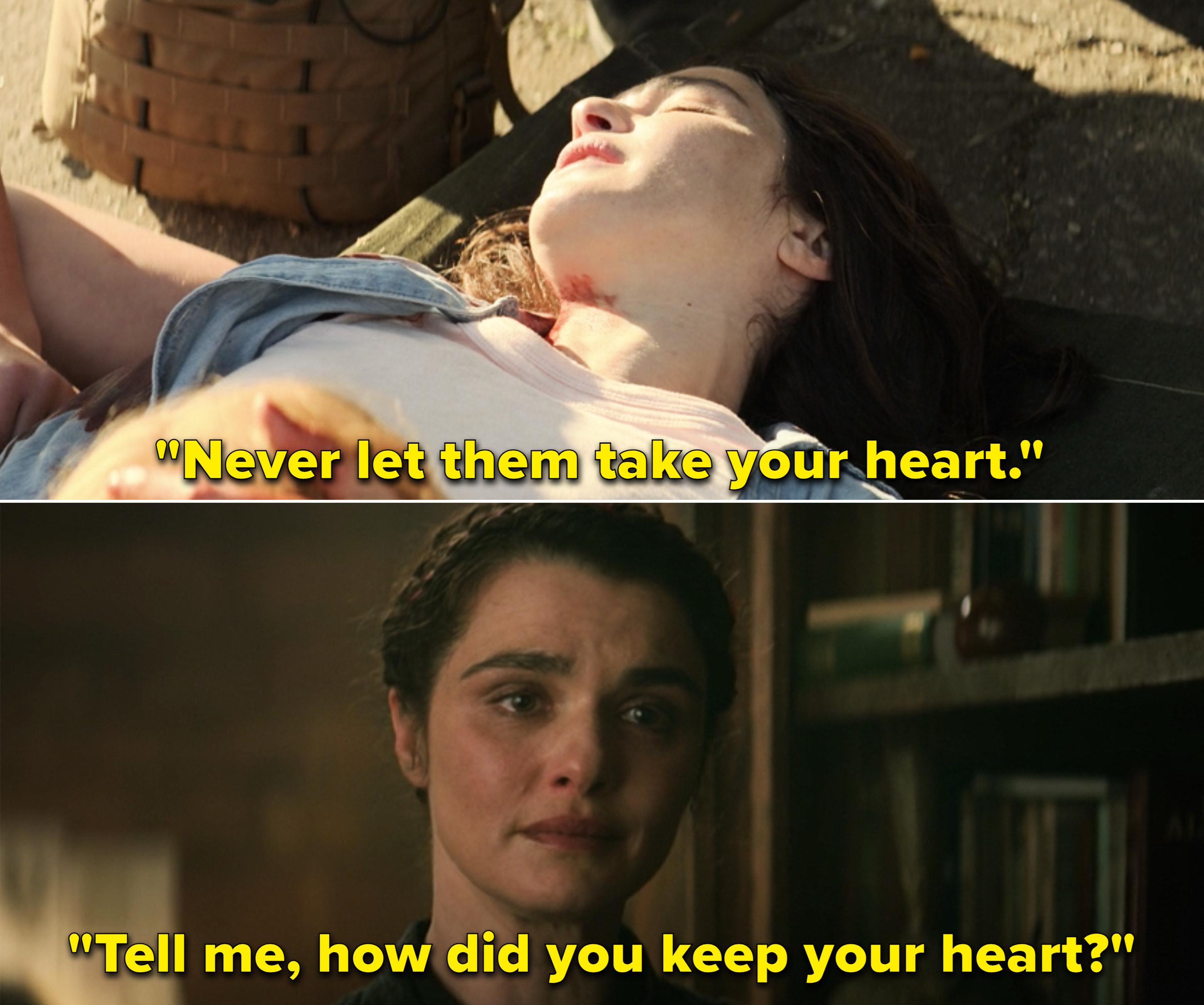 Melina saying, &quot;Never let them take your heart&quot; vs. Melina asking Natasha how she kept her heart