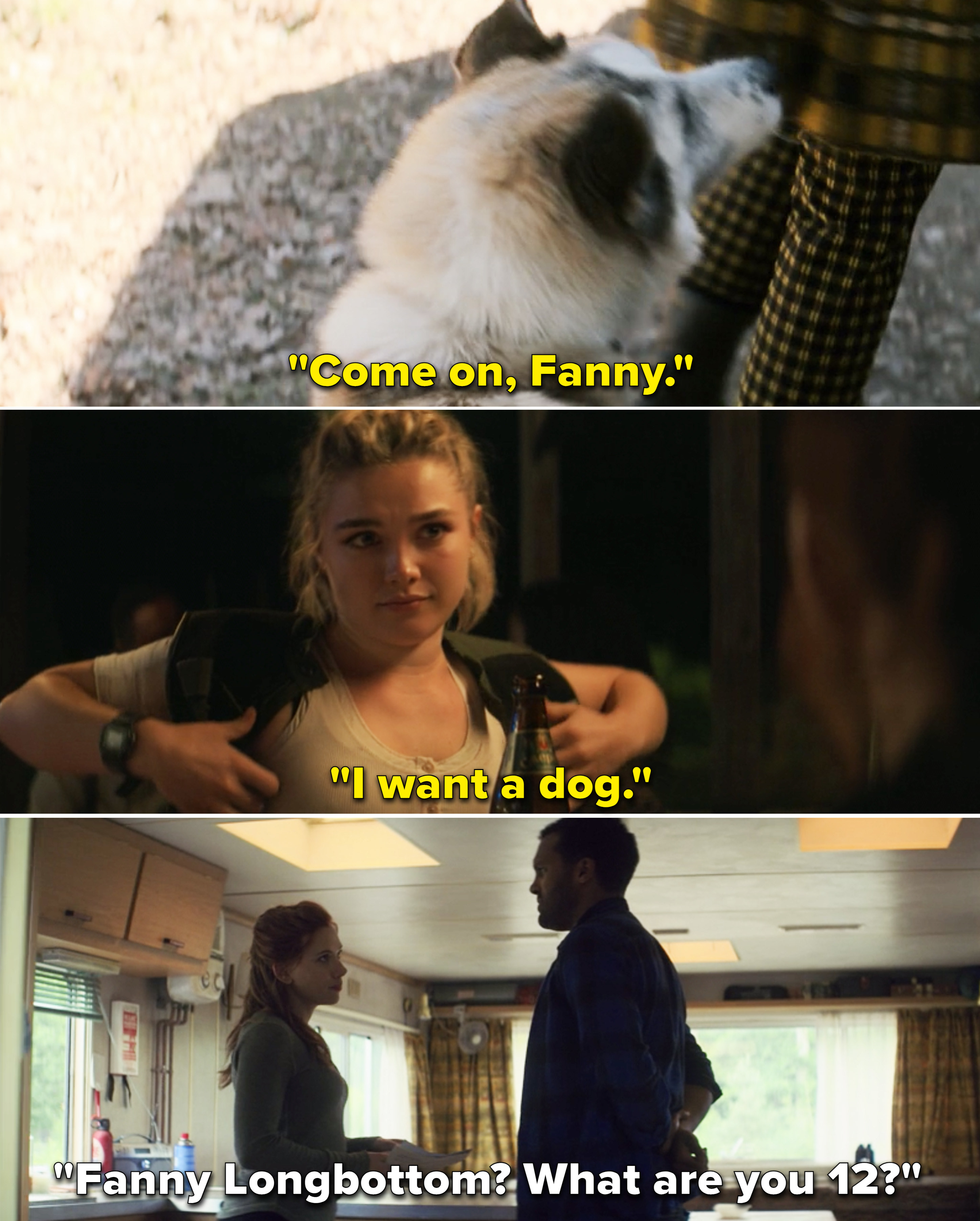 Yelena saying, &quot;Come on, Fanny&quot; vs. Natasha telling Rick, &quot;Fanny Longbottom? What are you 12?&quot;