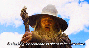 Gandalf from The Hobbit saying, &quot;I&#x27;m looking for someone to share in an adventure.&quot;