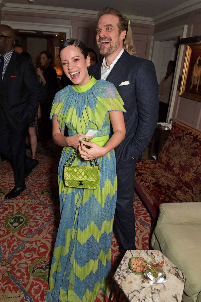 Lily Allen and David Harbour attend the Charles Finch &amp; CHANEL Pre-BAFTA Party
