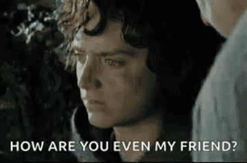 Frodo from Lord of the Rings looking up with the caption, &quot;How are you even my friend&quot;