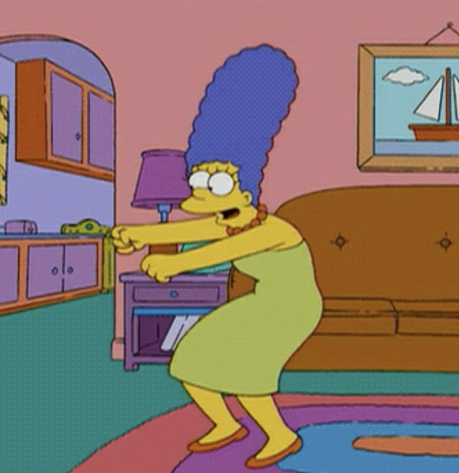 Dancing and laughing Marge Simpson