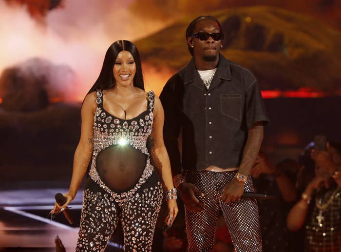 Cardi and Offset on stage at the BET awards