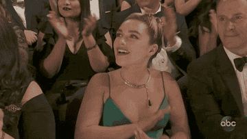 Florence Pugh sits among her acting peers as she applauds