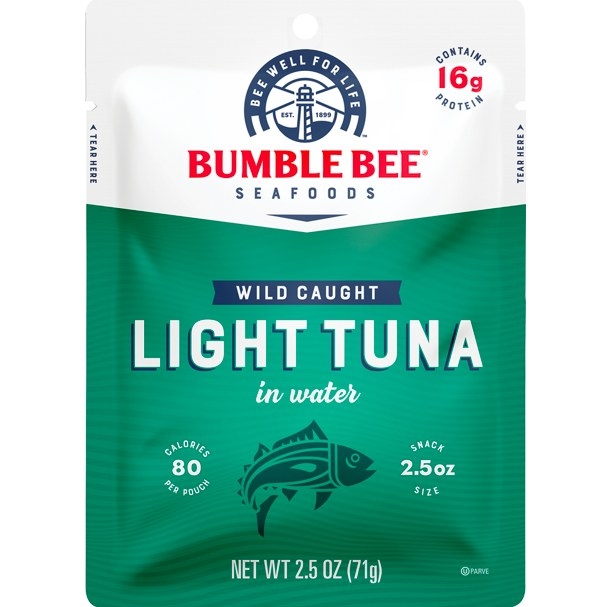 The 2.5 oz pouch of wild caught light tuna in water. 80 calories per pouch