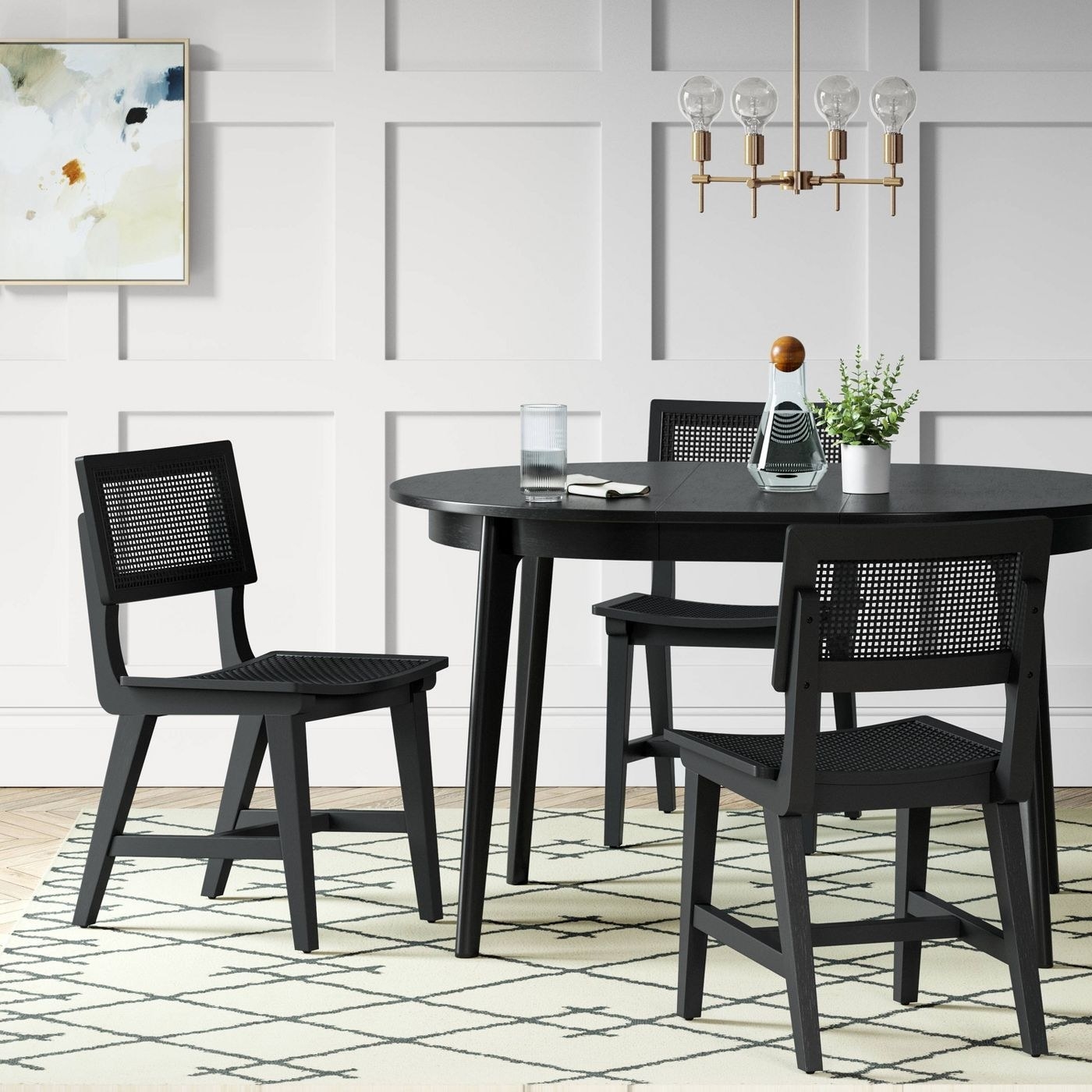 a black wooden kitchen table