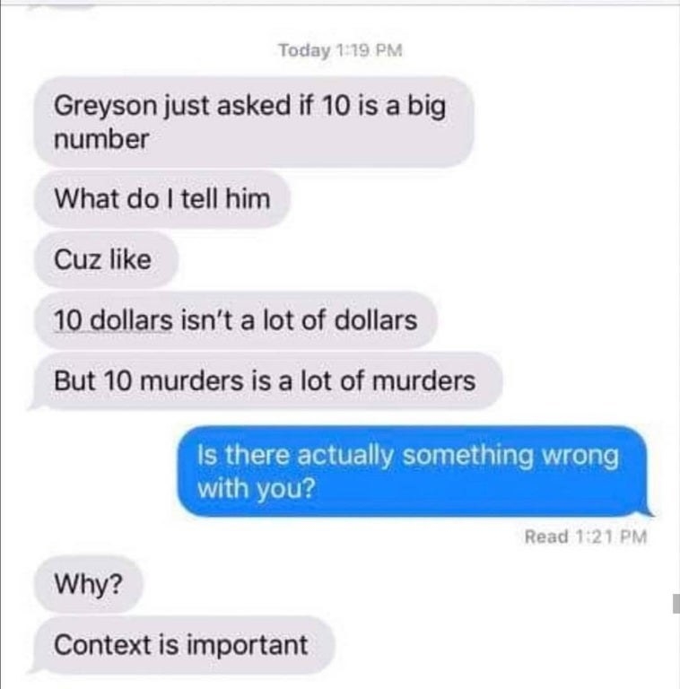 wrong number text where someone gets confused as to how big the number 10 is
