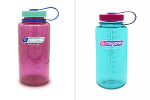 two nalgene water bottles next to each other