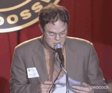 Nervous Dwight about to give a speech