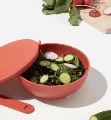 A lunch bowl with salad inside of it