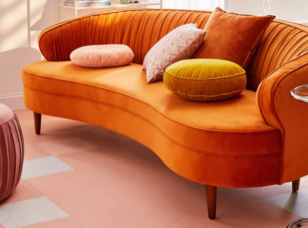 Orange Camila Velvet Sofa
