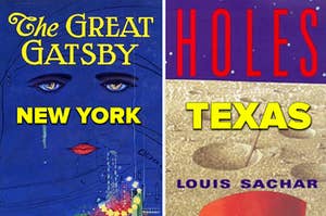 Texas with Holes as most popular book and New York with the Great Gatsby