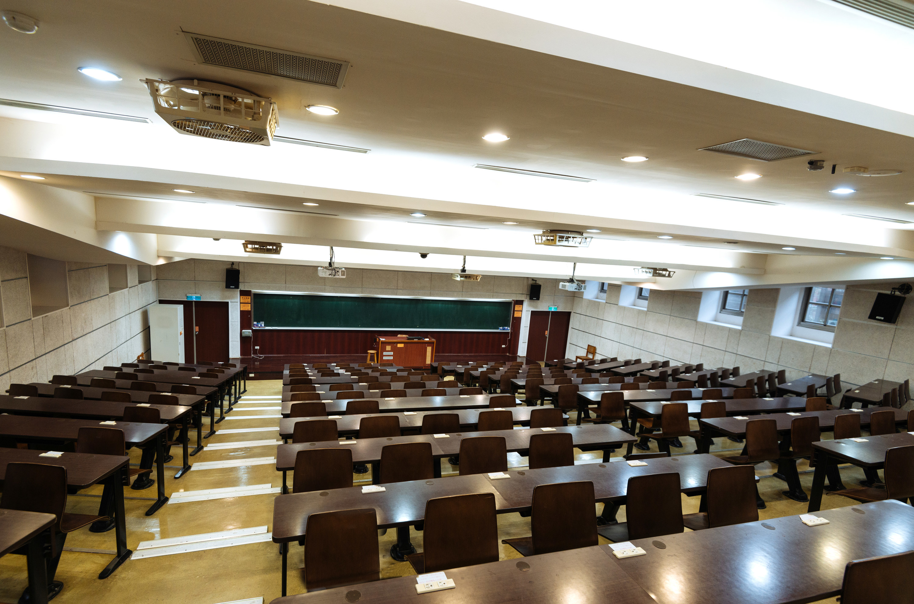 An empty college classroom