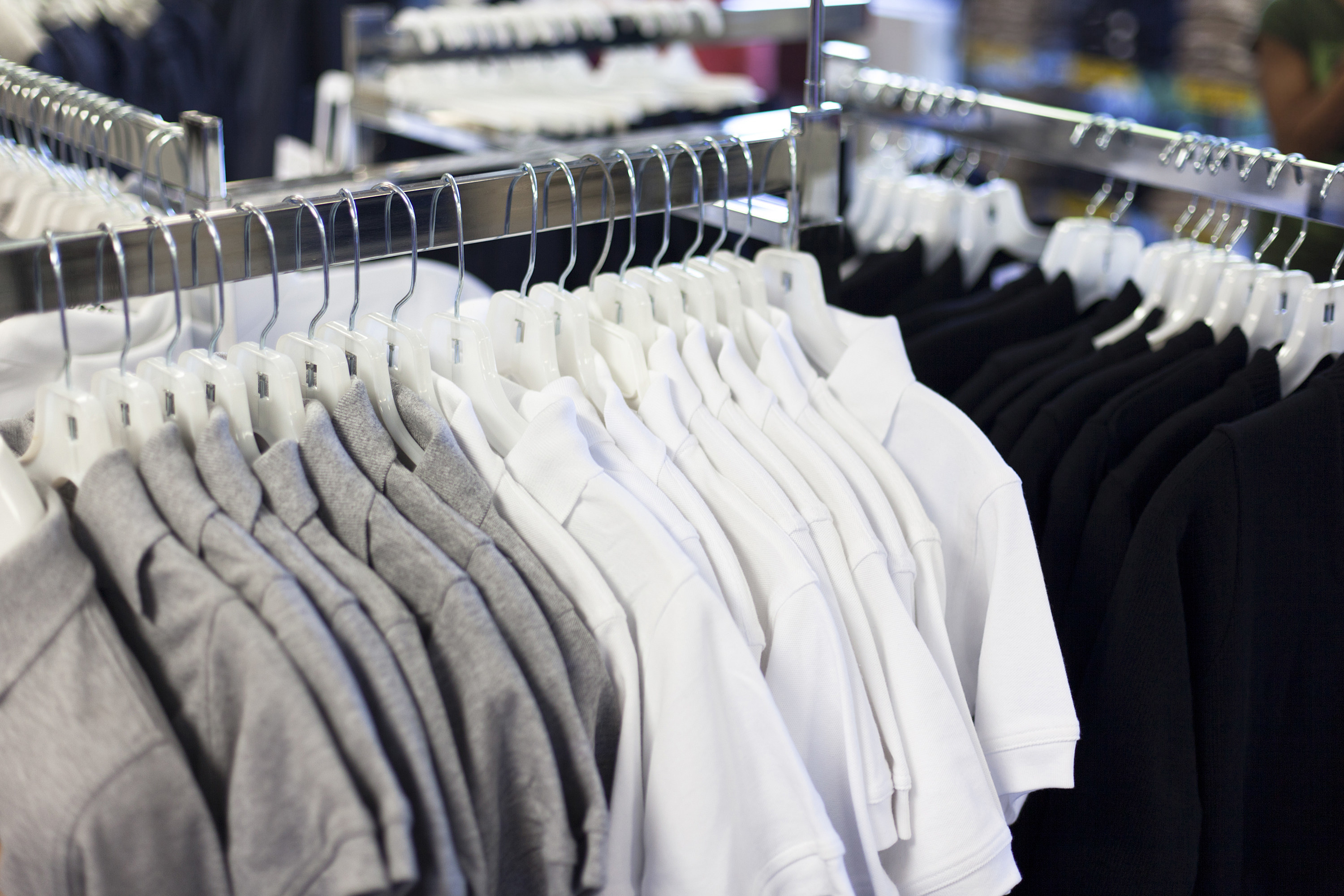 Racks of student uniforms