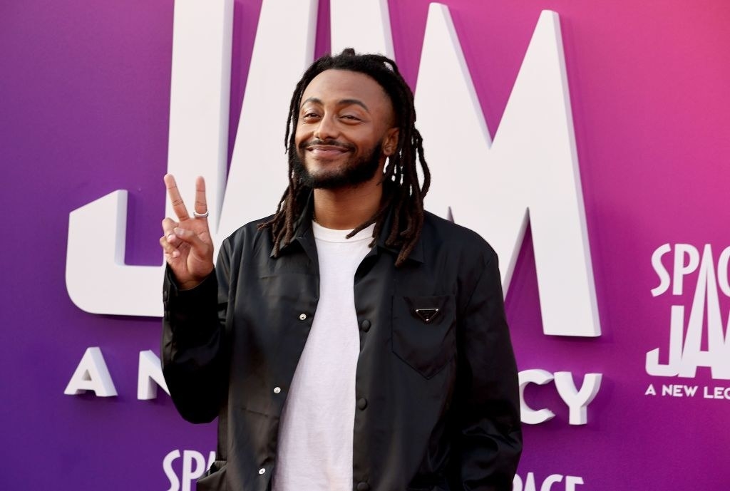 Aminé attends the premiere of Warner Bros. &quot;Space Jam: A New Legacy&quot; in a casual T-shirt and jacket