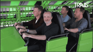 Four guys on a rollercoaster that starts, captioned &quot;here we go!&quot;